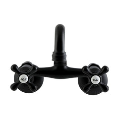 Wall Mount Kitchen Faucet with Two Cross Handles in Matte Black