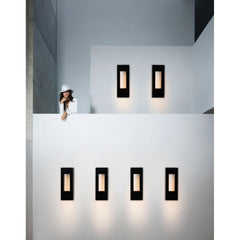Wall Mount Lantern, 24 in H, Satin Black Aluminum with Frosted Glass