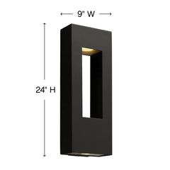Wall Mount Lantern, 24 in H, Satin Black Aluminum with Frosted Glass
