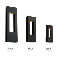 Wall Mount Lantern, 24 in H, Satin Black Aluminum with Frosted Glass