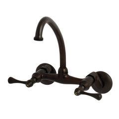 Wall Mount Laundry Faucet, Tulare, 2-Hole with Lever Handles in Oil Rubbed Bronze
