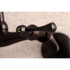 Wall Mount Laundry Faucet, Tulare, 2-Hole with Lever Handles in Oil Rubbed Bronze