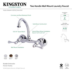 Wall Mount Laundry Faucet, Tulare, 2-Hole with Lever Handles in Oil Rubbed Bronze