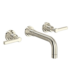 Wall Mount Lavatory Faucet Trim, Lombardia, Lever Handles, Solid Brass, Polished Nickel