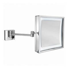 Wall Mount LED Magnifying Mirror, 5X, Square 8 Inch in Polished Chrome