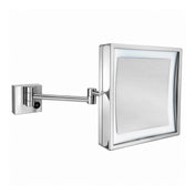 Wall Mount LED Magnifying Mirror, 5X, Square 8 Inch in Polished Chrome