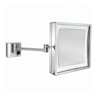 Wall Mount LED Magnifying Mirror, 5X, Square 8 Inch in Polished Chrome
