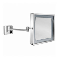 Wall Mount LED Magnifying Mirror, 5X, Square 8 Inch in Polished Chrome