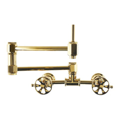 Wall Mount Pot Filler Faucet, Belknap, Two Handle in Polished Brass
