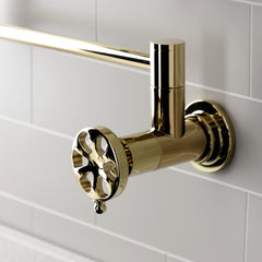 Wall Mount Pot Filler Faucet, Belknap, Two-Handle in Polished Brass