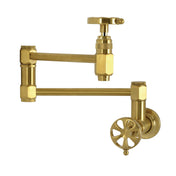 Wall Mount Pot Filler Faucet, Belknap with Swivel Spout in Brushed Brass