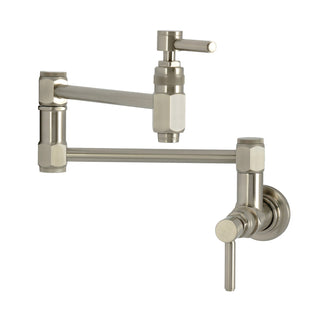 Wall Mount Pot Filler Faucet, Concord, Dual Lever Handles in Brushed Nickel