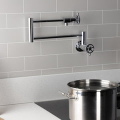 Wall Mount Pot Filler Faucet, Fuller, Two-Handle in Polished Chrome
