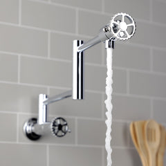 Wall Mount Pot Filler Faucet, Fuller, Two-Handle in Polished Chrome