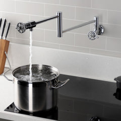 Wall Mount Pot Filler Faucet, Fuller, Two-Handle in Polished Chrome