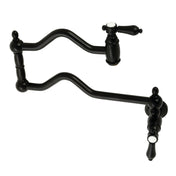 Wall Mount Pot Filler Faucet, Heirloom, Two-Handle 1-Hole in Matte Black