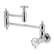 Wall Mount Pot Filler Faucet, Heirloom, Two-Handle 1-Hole in Polished Chrome