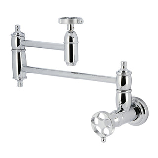 Wall Mount Pot Filler Faucet, Heirloom, Two-Handle 1-Hole in Polished Chrome
