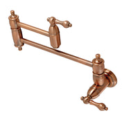 Wall Mount Pot Filler Faucet, Heirloom, Two-Handle in Antique Copper