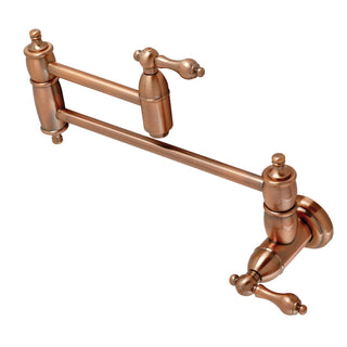 Wall Mount Pot Filler Faucet, Heirloom, Two-Handle in Antique Copper