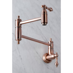 Wall Mount Pot Filler Faucet, Heirloom, Two-Handle in Antique Copper