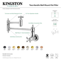 Wall Mount Pot Filler Faucet, Heirloom, Two-Handle in Oil Rubbed Bronze
