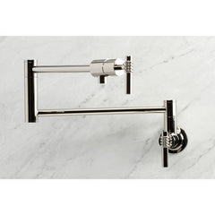 Wall Mount Pot Filler Faucet, Milano, Two-Handle in Polished Nickel