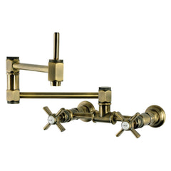 Wall Mount Pot Filler Faucet, Millennium, Hot and Cold in Antique Brass