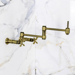 Wall Mount Pot Filler Faucet, Millennium, Hot and Cold in Antique Brass