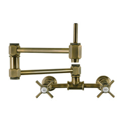 Wall Mount Pot Filler Faucet, Millennium, Hot and Cold in Antique Brass