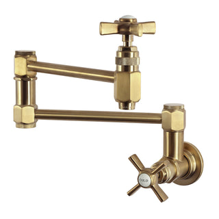 Wall Mount Pot Filler Faucet, Millennium, Two-Handle in Brushed Brass