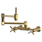 Wall Mount Pot Filler Faucet, Millennium, Two-Handle in Brushed Brass