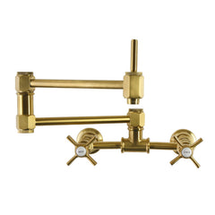 Wall Mount Pot Filler Faucet, Millennium, Two-Handle in Brushed Brass