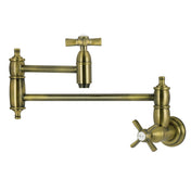Wall Mount Pot Filler Faucet, Tulare, Two-Handle in Antique Brass