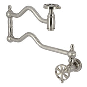 Wall Mount Pot Filler Faucet, Tulare, Two-Handle in Brushed Nickel