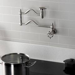 Wall Mount Pot Filler Faucet, Tulare, Two-Handle in Brushed Nickel