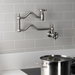 Wall Mount Pot Filler Faucet, Tulare, Two-Handle in Brushed Nickel