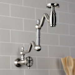 Wall Mount Pot Filler Faucet, Tulare, Two-Handle in Brushed Nickel