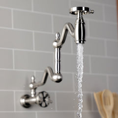 Wall Mount Pot Filler Faucet, Tulare, Two-Handle in Brushed Nickel