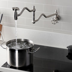 Wall Mount Pot Filler Faucet, Tulare, Two-Handle in Brushed Nickel