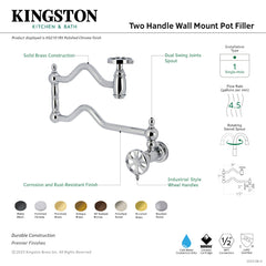 Wall Mount Pot Filler Faucet, Tulare, Two-Handle in Brushed Nickel