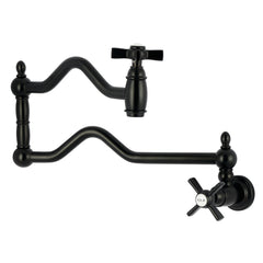 Wall Mount Pot Filler Faucet, Tulare, Two-Handle in Matte Black