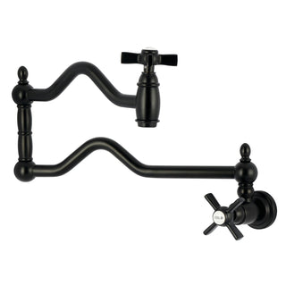Wall Mount Pot Filler Faucet, Tulare, Two-Handle in Matte Black