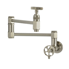 Wall Mount Pot Filler Faucet, Webb, Two-Handle in Brushed Nickel