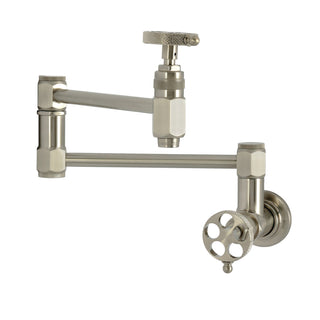 Wall Mount Pot Filler Faucet, Webb, Two-Handle in Brushed Nickel