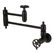 Wall Mount Pot Filler Faucet, Webb, Two-Handle in Matte Black