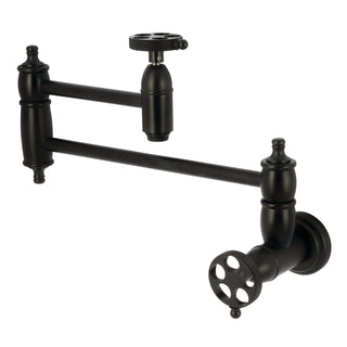 Wall Mount Pot Filler Faucet, Webb, Two-Handle in Matte Black