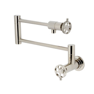 Wall Mount Pot Filler Faucet, Webb, Two-Handle in Polished Nickel