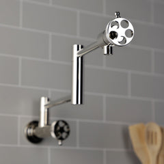 Wall Mount Pot Filler Faucet, Webb, Two-Handle in Polished Nickel