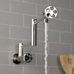 Wall Mount Pot Filler Faucet, Webb, Two-Handle in Polished Nickel